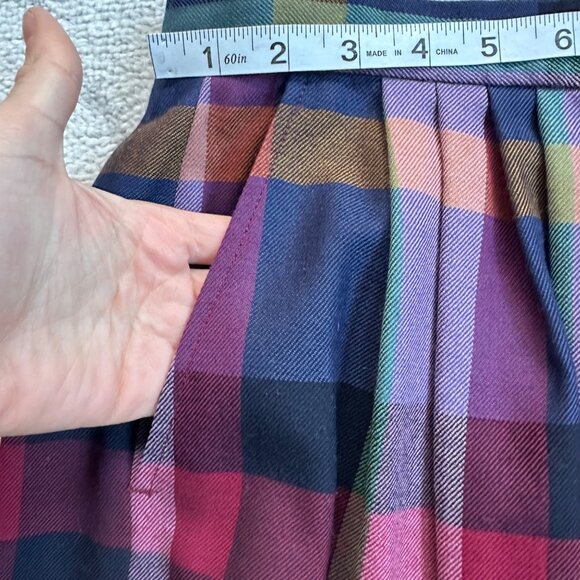 Vintage Corbin Ltd Large Check Plaid Wool Midi Skirt - Picture 4 of 9